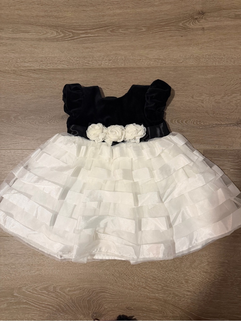 Little Me Black & White Ruffle Tulle Flower Party Dress 18M